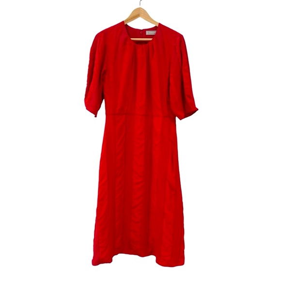 Everlane Red The City Stripe Ruched Dress - Picture 3 of 15